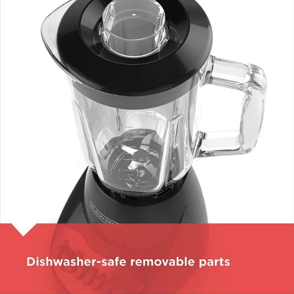 BLACK+DECKER 10-Speed Countertop Blender, Pulse Button, 6-Cup Glass Jar, Dishwasher-Safe, Stainless Steel Blade, Suction Feet - Image 2
