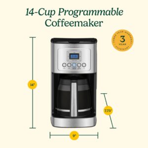 Cuisinart 14-Cup Coffee Maker, Programmable PerfecTemp Glass Carafe Coffee Machine  DCC-3200NAS