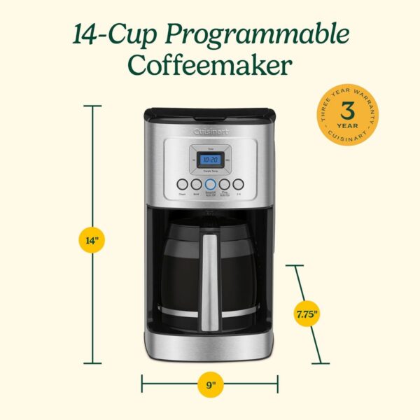 Cuisinart 14-Cup Coffee Maker, Programmable PerfecTemp Glass Carafe Coffee Machine  DCC-3200NAS