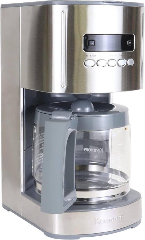 Kenmore Drip Coffee Maker - 12 Cup Programmable Cafe Machine With Glass Pot, Regular & Bold Brew, Auto Shut Off Large Water Reservoir, Reusable Filter, Kitchen Appliances For Cafeteria Barista - Image 2