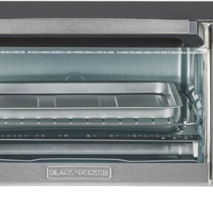 BLACK+DECKER 4-Slice Toaster Oven, Even Toast, 4 Cooking Functions Bake, Broil, Toast and Keep Warm, Removable Crumb Tray, Timer