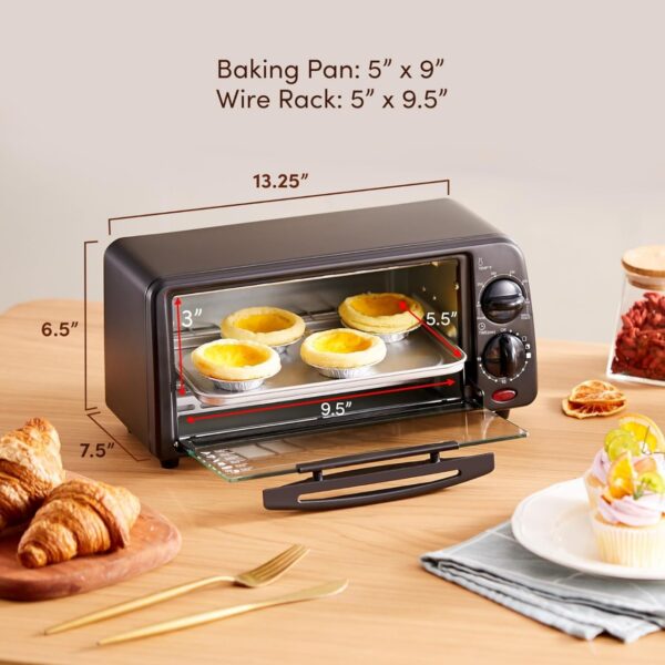 Elite Gourmet ETO236 Personal Compact 2 Slice Counter top Toaster Oven with 15 Minute Timer & Adjustable Temperature, Bake, Broil, & Toast, Black - Image 2